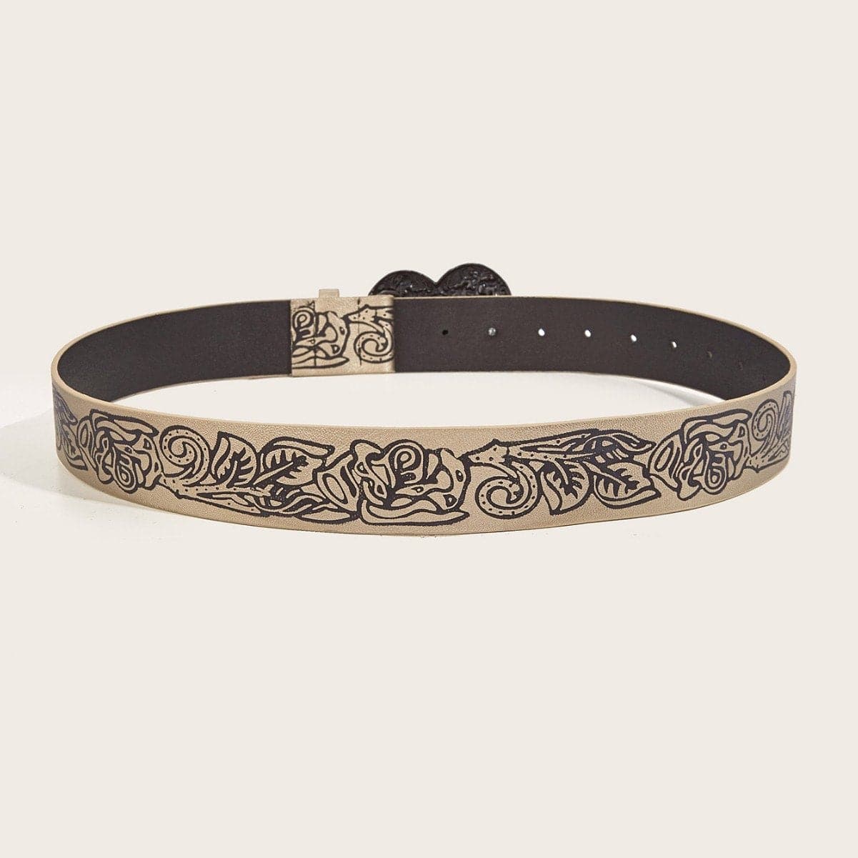 Heart print PU leather adjustable belt