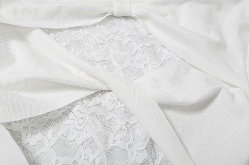 Off shoulder long sleeve lace patchwork top