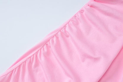 Halter flower applique ruffle ruched slit knotted maxi dress