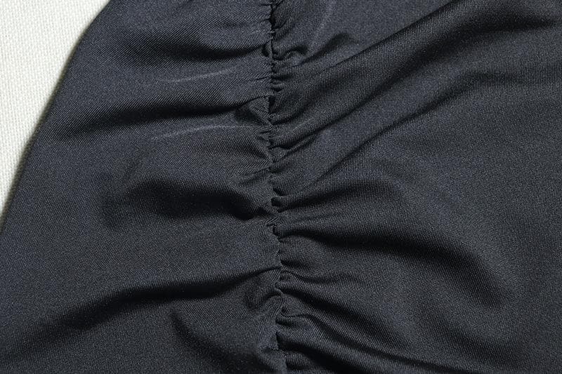 U neck flower applique ruffle ruched tank midi dress