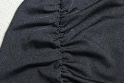 U neck flower applique ruffle ruched tank midi dress