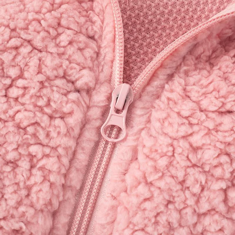 Long sleeve fluffy zip-up pant set