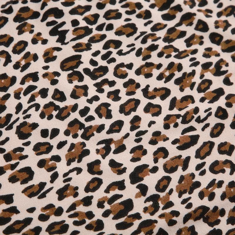 Leopard print lace hem slit cami top