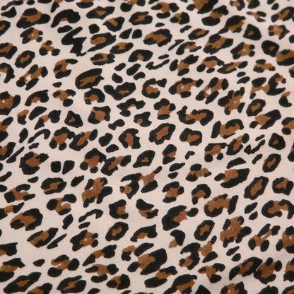 Leopard print lace hem slit cami top