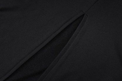 Contrast irregular mesh patchwork long sleeve slit maxi dress