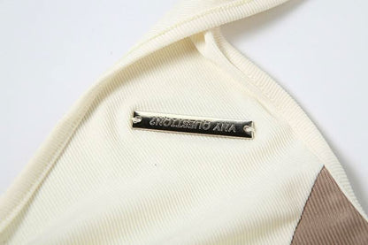 Hoodie v neck ruched drawstring metal tag top