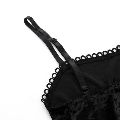 Sweetheart neck velvet lace up ruched cami mini dress
