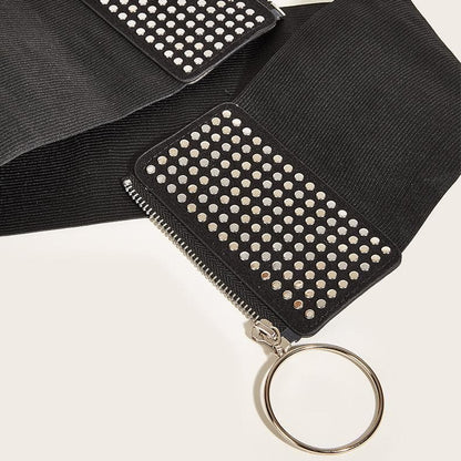 O ring zip-up black patchwork corset