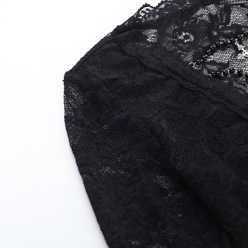 Long sleeve v neck lace top