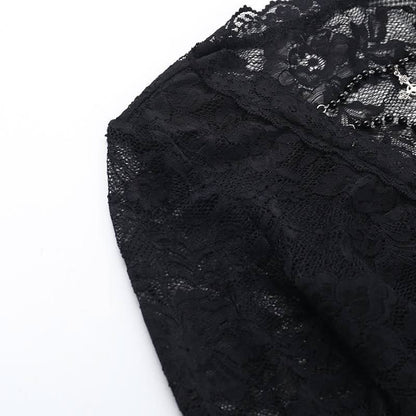Long sleeve v neck lace top