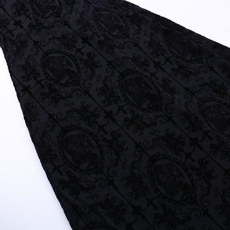 U neck cross print backless solid cami maxi dress