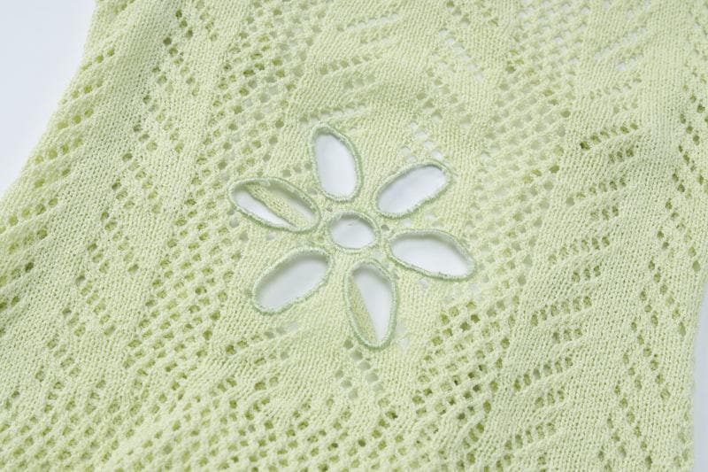 Knitted cross back see through cami maxi dress