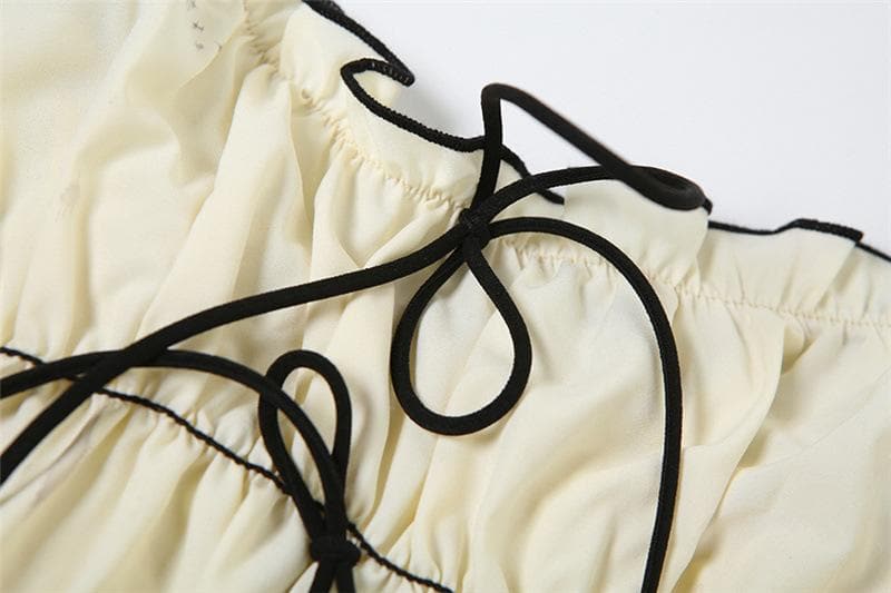 Smocked ruffle ruched bowknot cami maxi dress