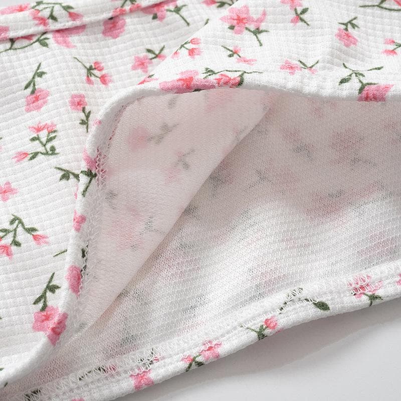 Floral print textured cami crop top short pant set