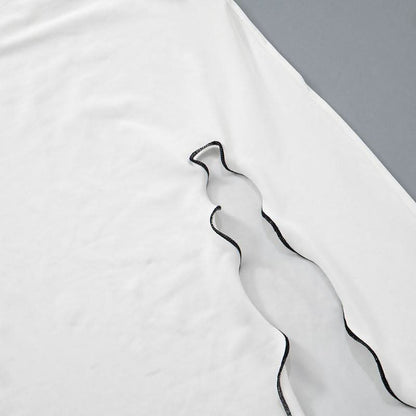 Long flared sleeve u neck slit ruffle maxi dress