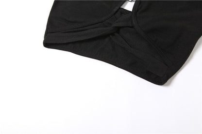 Hollow out halter backless solid cross front crop cut out top