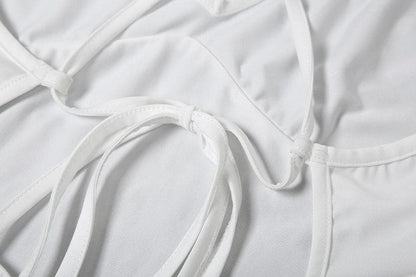 V neck flower applique cross back cami maxi dress