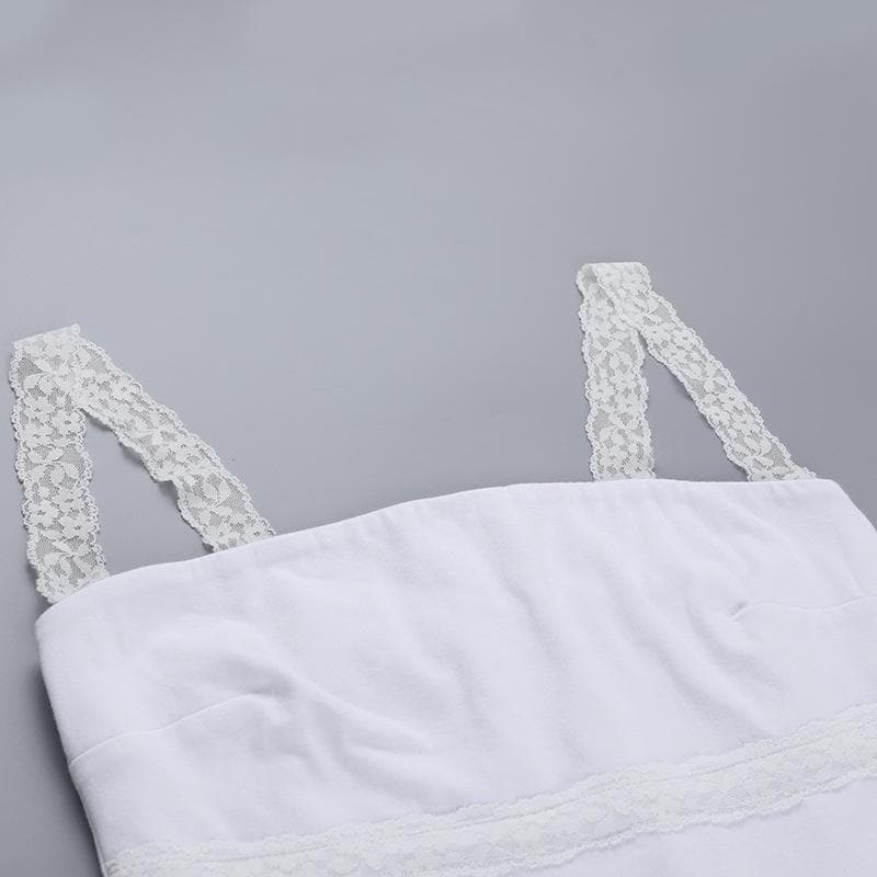 Lace hem backless solid cami top