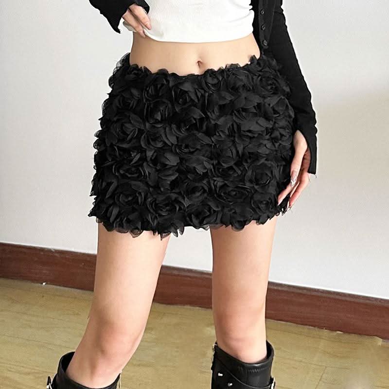 Flower applique solid mini skirt