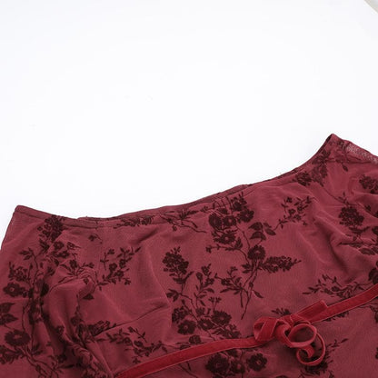 Flared sleeve off shoulder flower pattern top