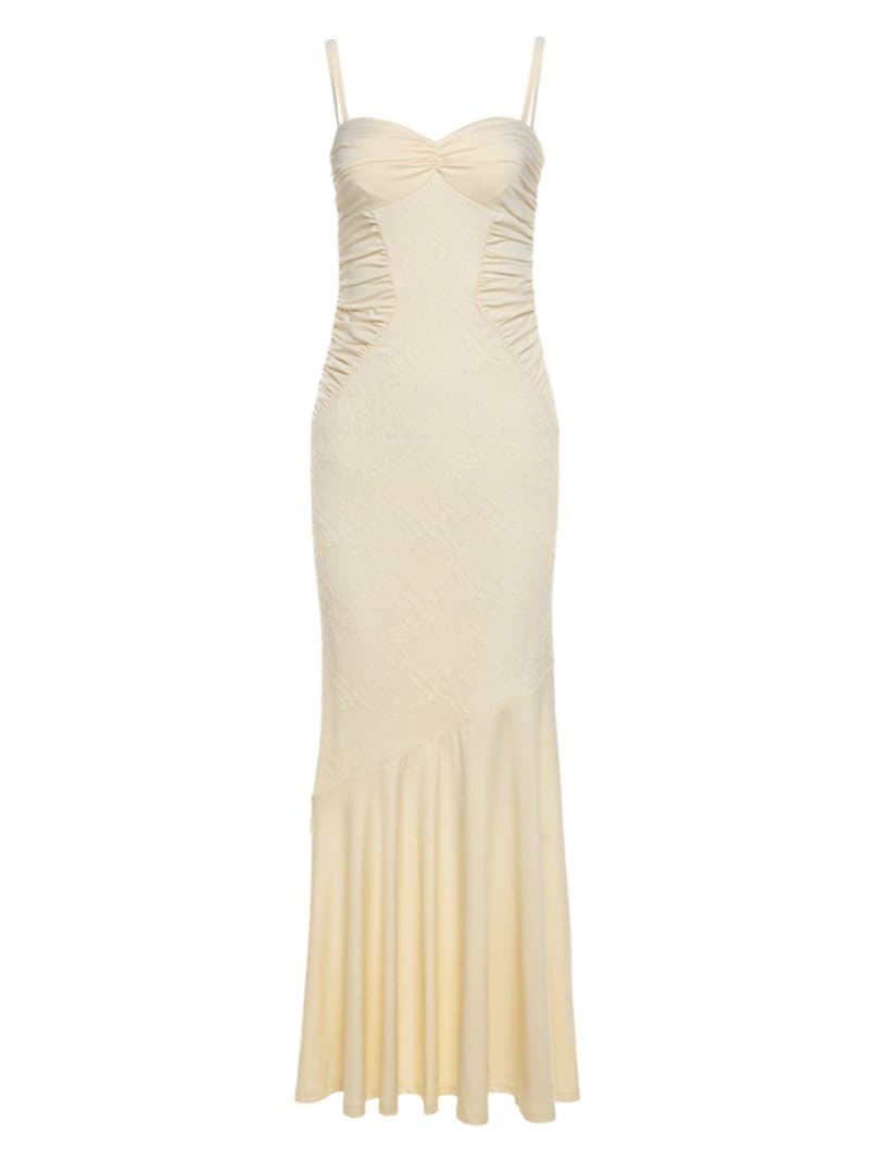 Ruched backless sweetheart neck cami maxi dress-final-sale