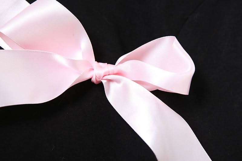 Long sleeve bowknot crewneck applique crop top