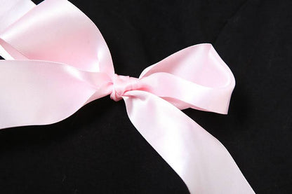 Long sleeve bowknot crewneck applique crop top