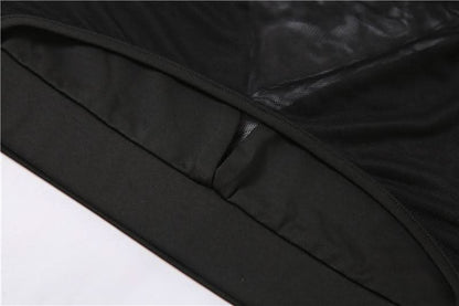 Crewneck hollow out mesh medium rise pant set