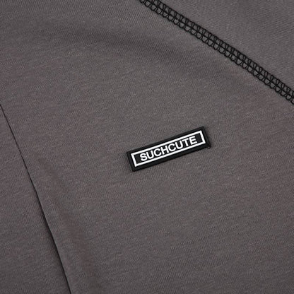 High neck long sleeve tag zip-up top