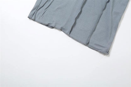 Stitch hoodie solid long sleeve slit maxi dress-final-sale