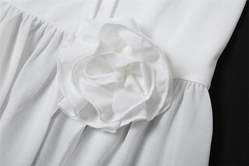 Long flared sleeve off shoulder rose applique maxi dress-final-sale