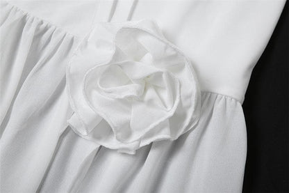 Long flared sleeve off shoulder rose applique maxi dress-final-sale