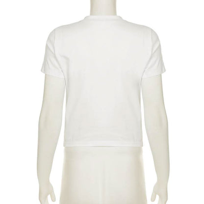 Short sleeve crewneck lips print top