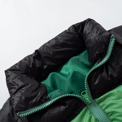 Contrast long sleeve high neck zip-up pocket coat