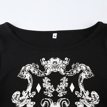 Long sleeve crewneck abstract top