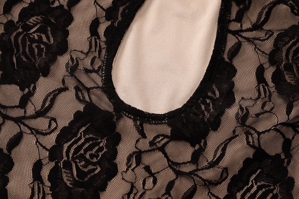 Metal applique hollow out lace tube cut out maxi dress