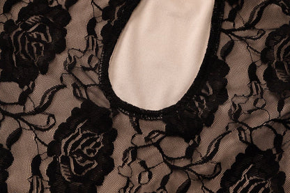 Metal applique hollow out lace tube cut out maxi dress