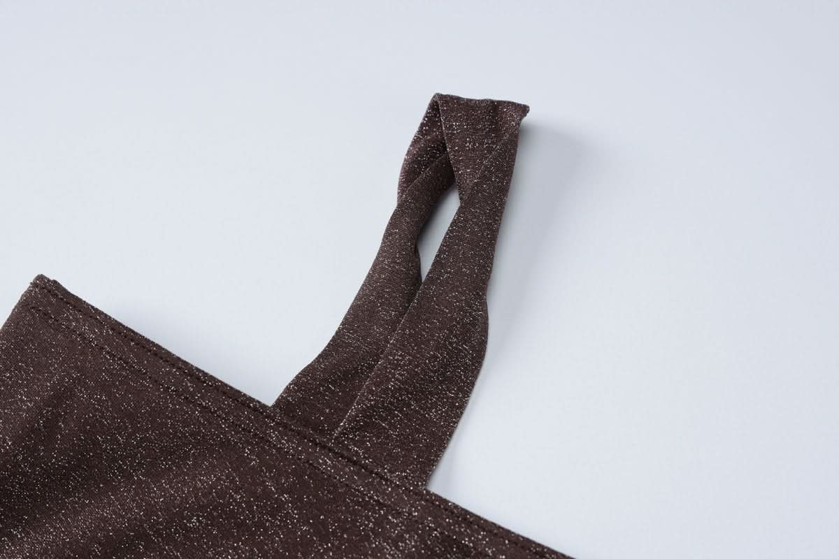 Glitter one shoulder slit cami maxi dress