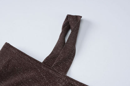 Glitter one shoulder slit cami maxi dress