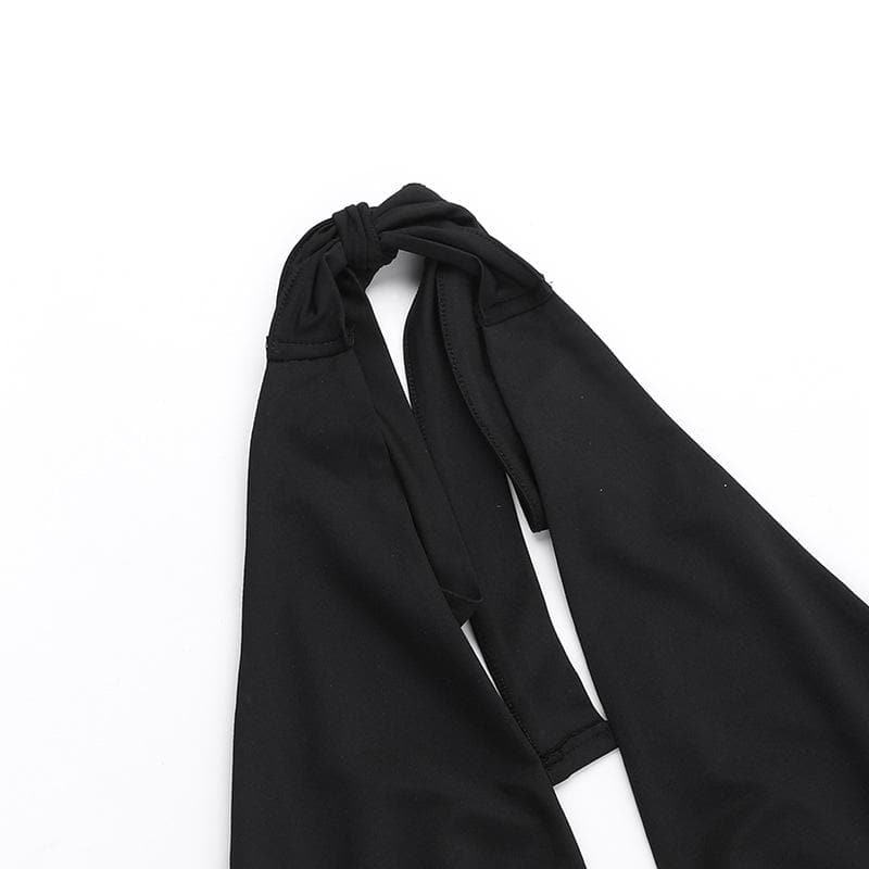 Halter deep v neck ruched ruffle rivet top