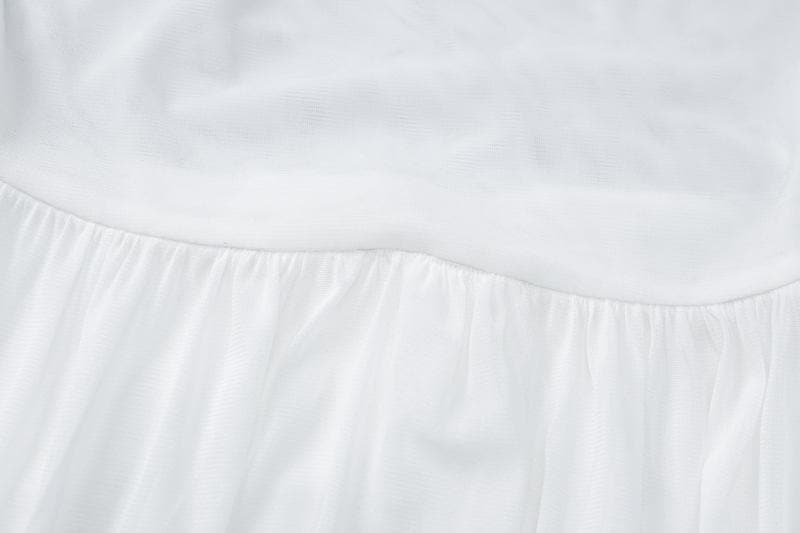 Ruched ruffle square neck sheer mesh cami maxi dress