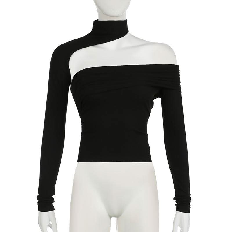 Halter irregular solid ruched top