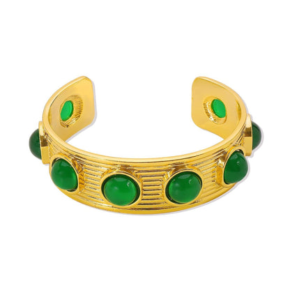 Rhinestone ribbed metal contrast bracelet