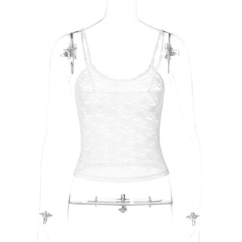 U neck see through lace backless cami top