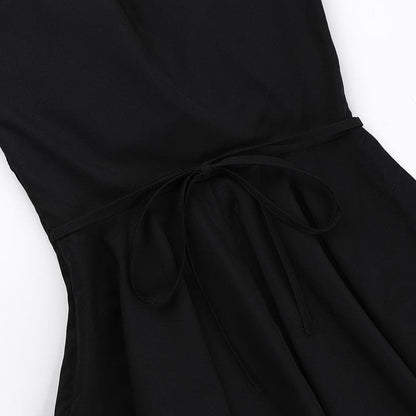 Short puff sleeve ruffle v neck self tie mini dress
