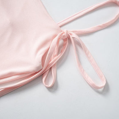 Self tie backless solid cami maxi dress