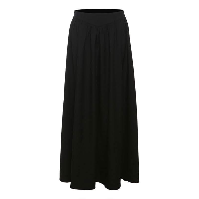 Ruched zip-up solid maxi skirt