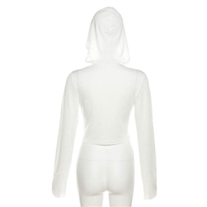 Long sleeve hoodie cowl neck solid crop top
