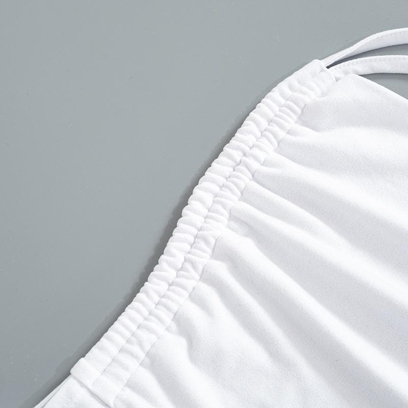 Halter cowl neck backless self tie solid top