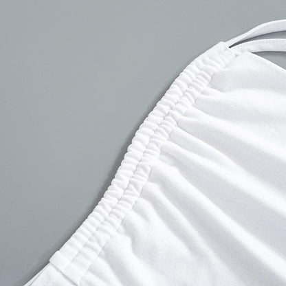 Halter cowl neck backless self tie solid top